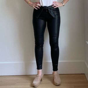 Black Tie Waist Leather Frame Pants Size 26